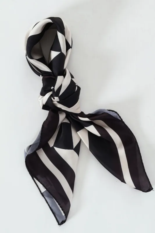 Geo Border Print Saint Feel Scarf - Black/White sold by Edgars