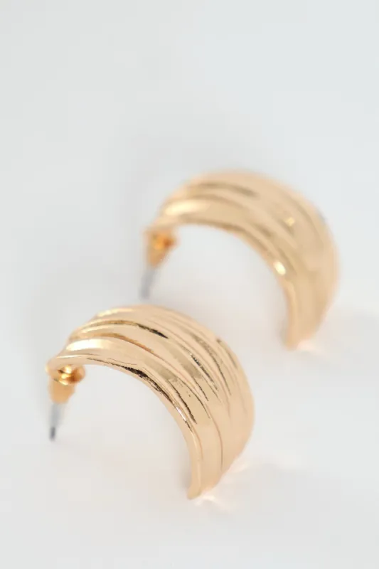 Textured Half Hoop Earrings - Gold sold by Edgars