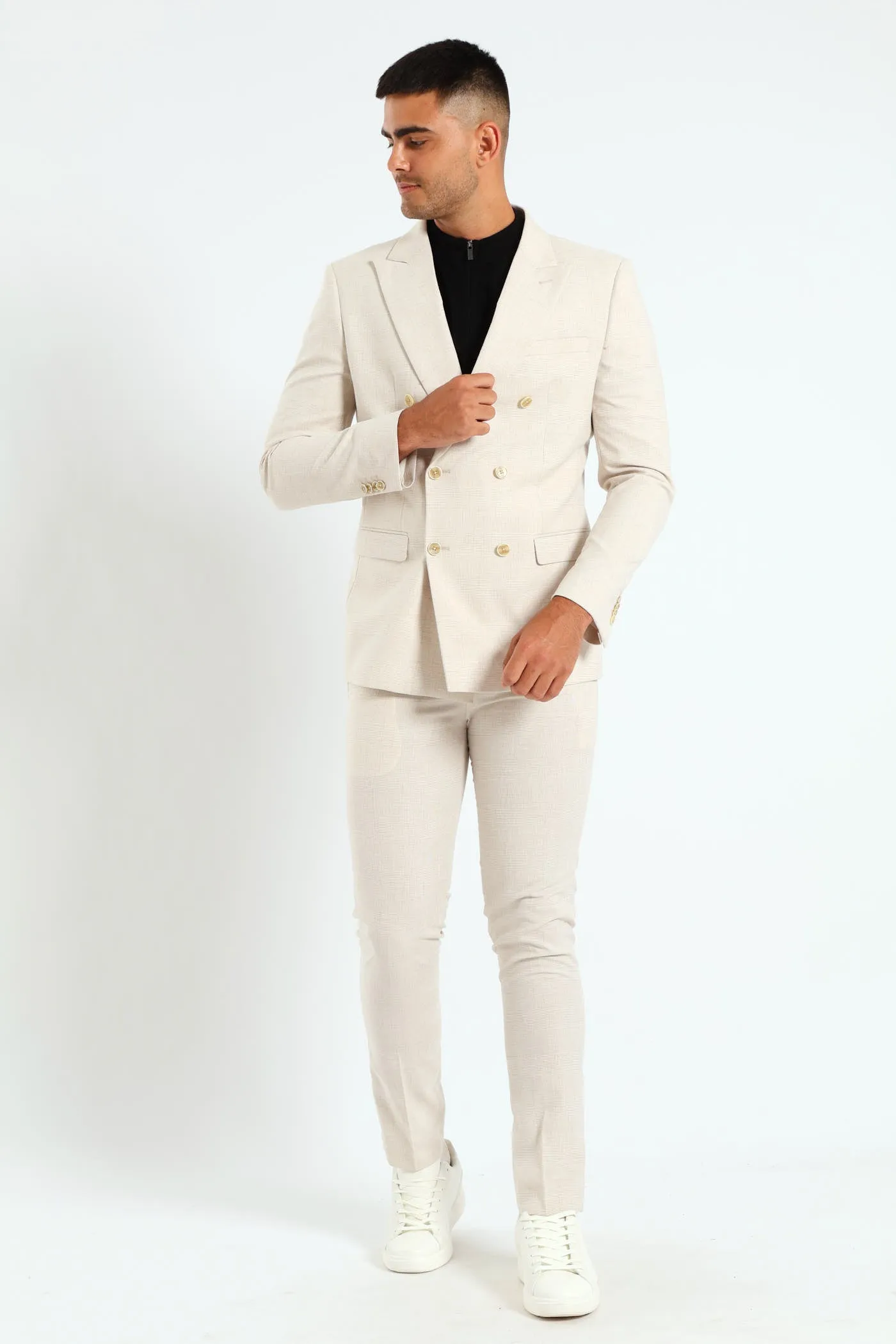 Glen Check Double Breasted Blazer - Cream sold by Edgars product image thumbnail 2