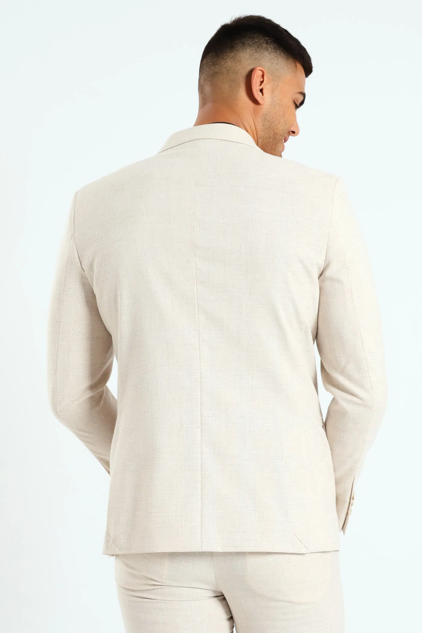 Glen Check Double Breasted Blazer - Cream sold by Edgars product image thumbnail 4
