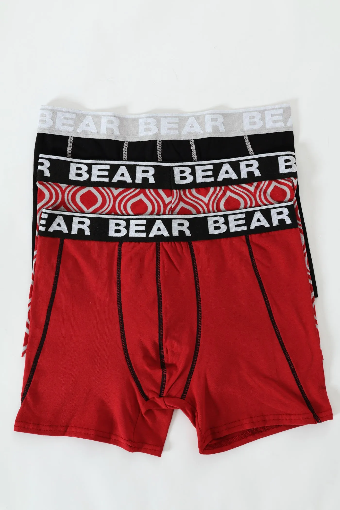 3 Pack Ornamental Print Bodyshorts - Black/Shiraz Red sold by Edgars