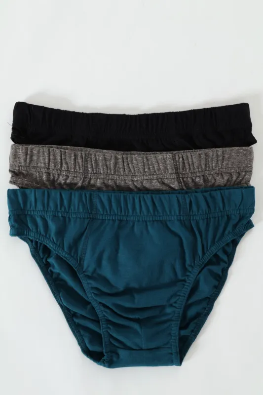 3 Pack Fashion Mini Briefs - Black/Teal/Grey sold by Edgars 