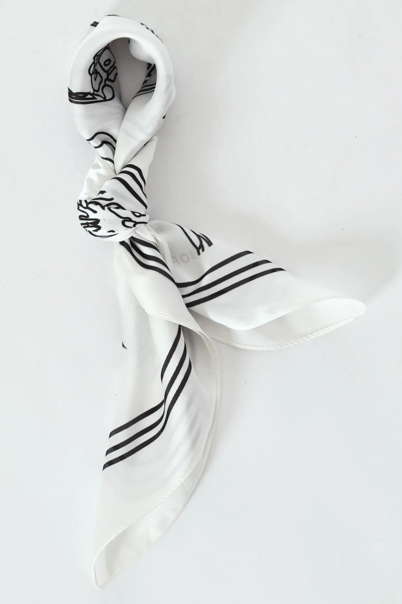 Silk Touch Dark Floral Blockprint Scarf - Black/White sold by Edgars