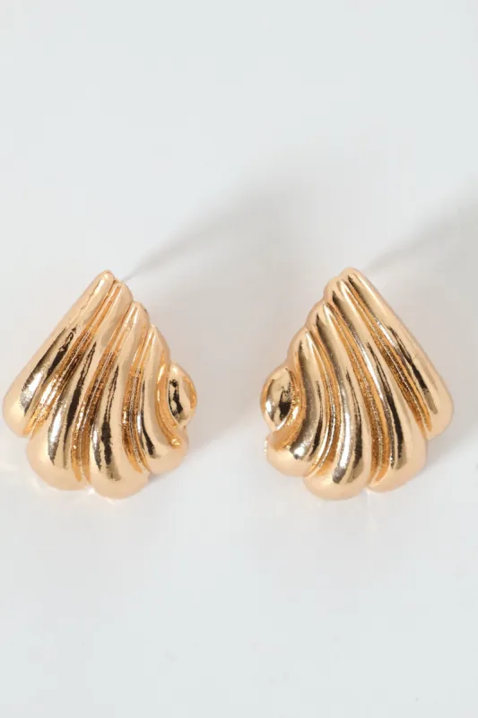 Rib Pattern Stud Earrings - Gold sold by Edgars 