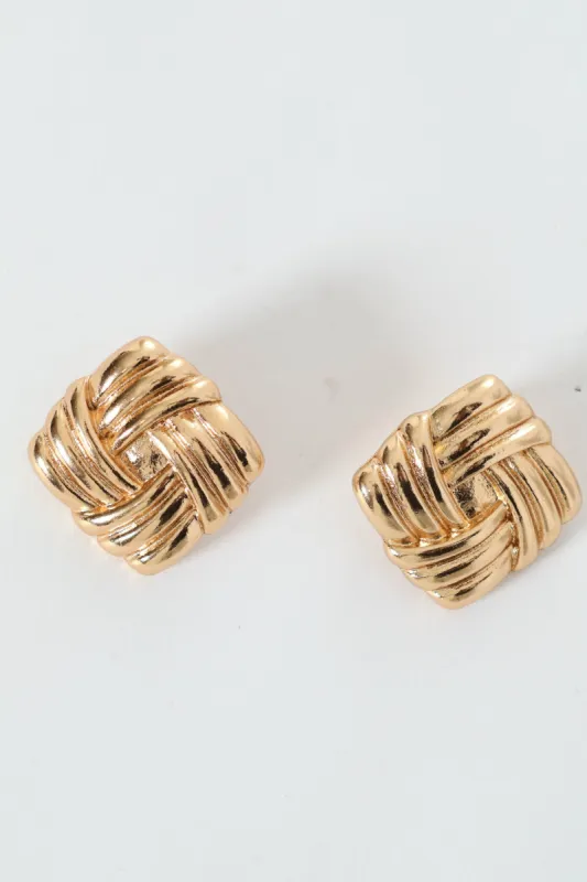 Ripple Square Stud Earrings - Gold sold by Edgars 