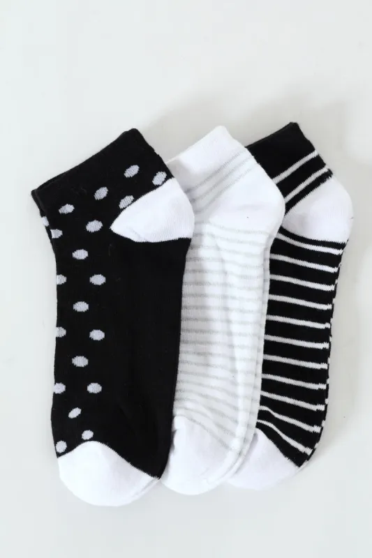 3 Pack Low Cut Simple Socks - White/Grey/Black sold by Edgars 