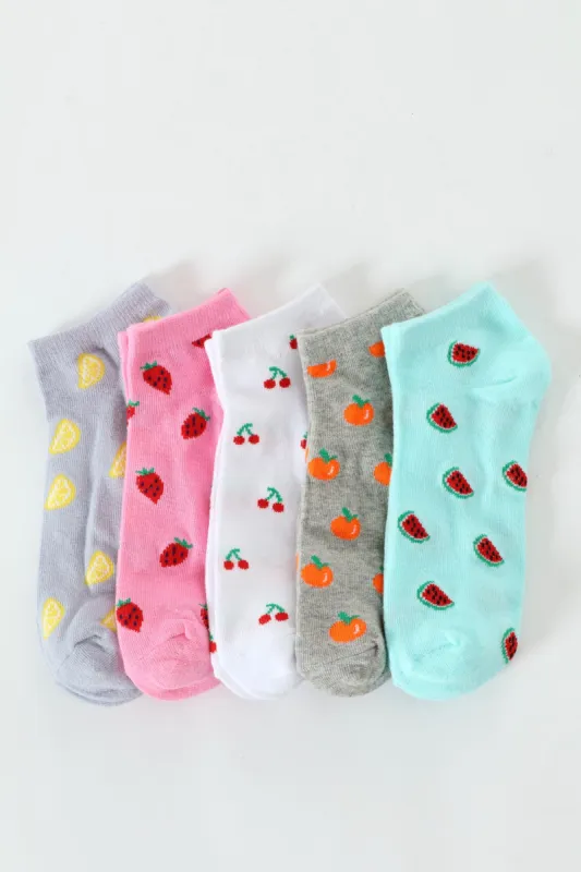 5 Pack Low Cut Fruit Salad Socks - Multi sold by Edgars