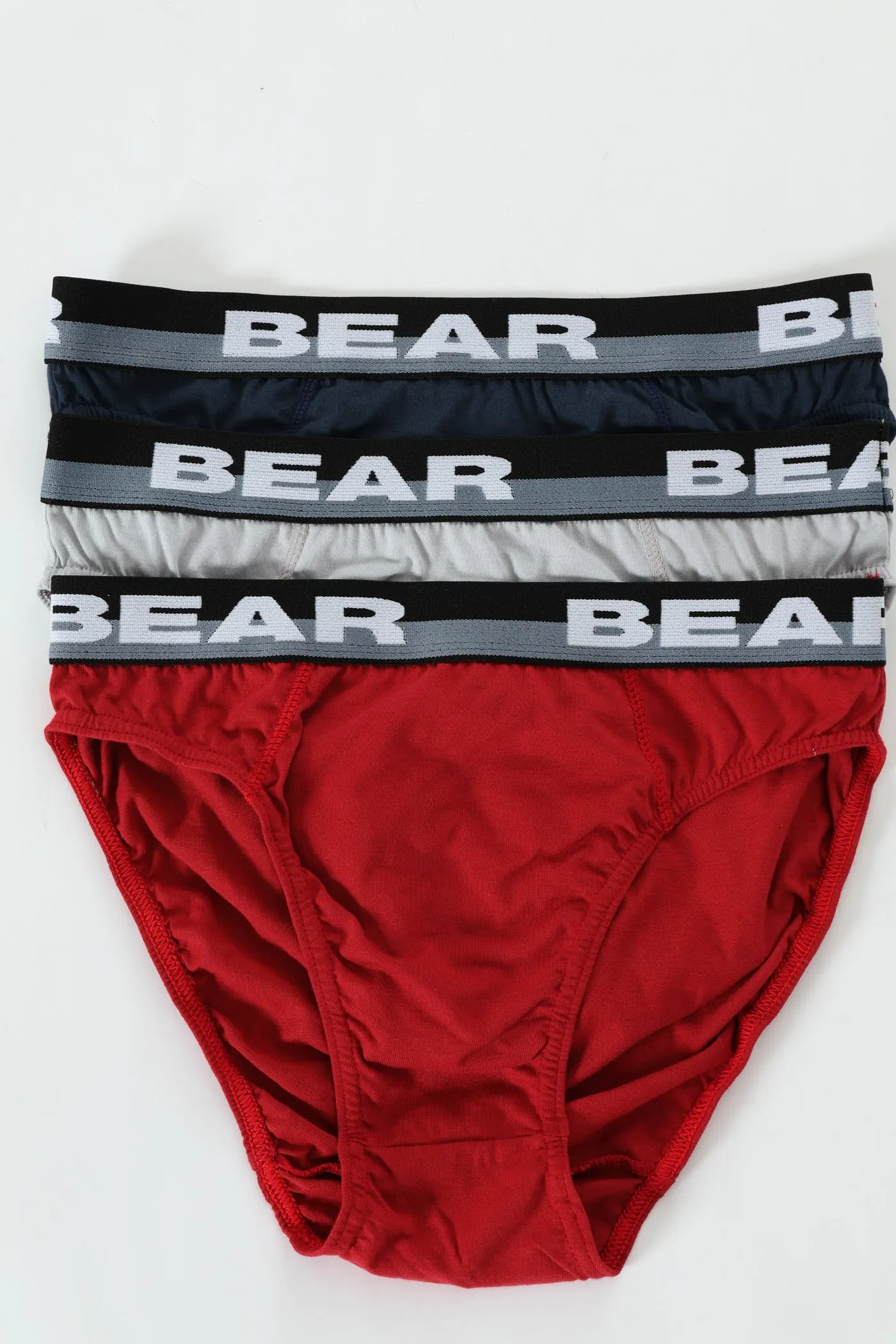 3 Pack Plain Mini Briefs - Grey/Navy/Red sold by Edgars