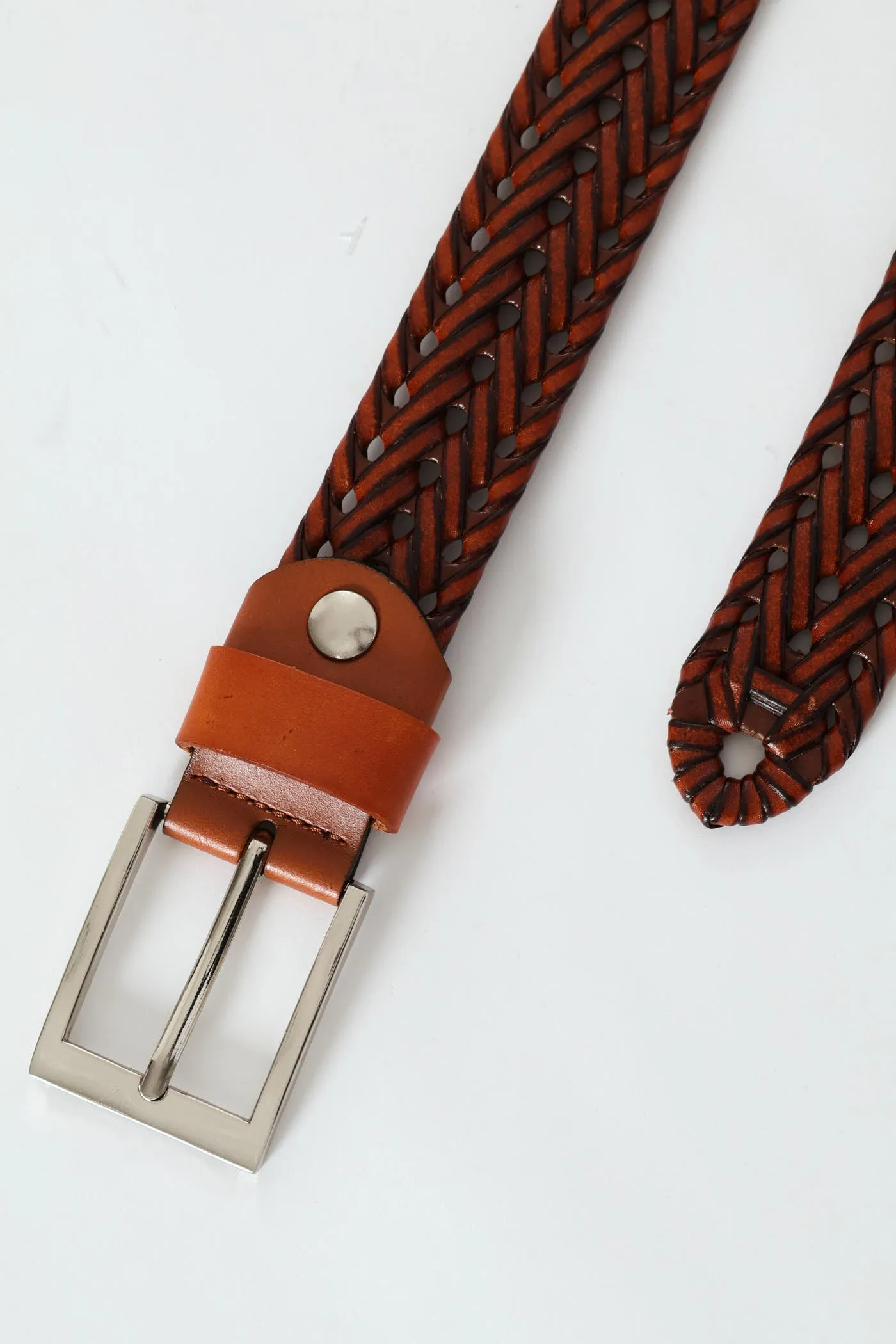 Woven Leather Belt - Brown sold by Edgars product image thumbnail 3
