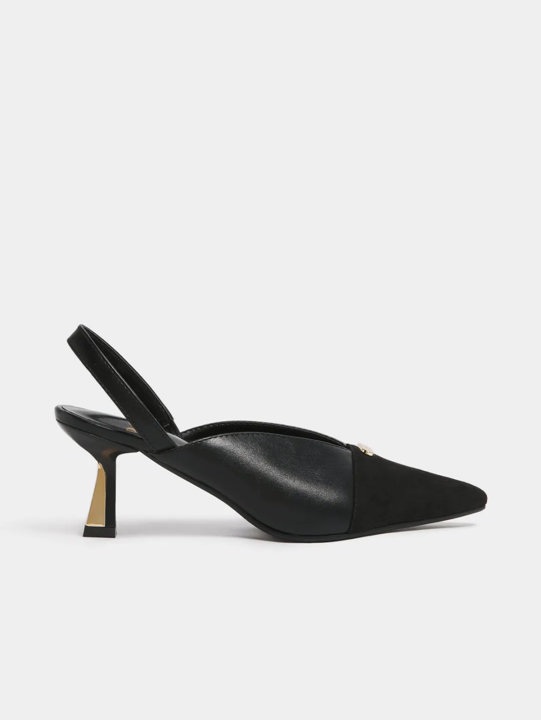 Pointed Slingback Kitten Heel - Black sold by Edgars
