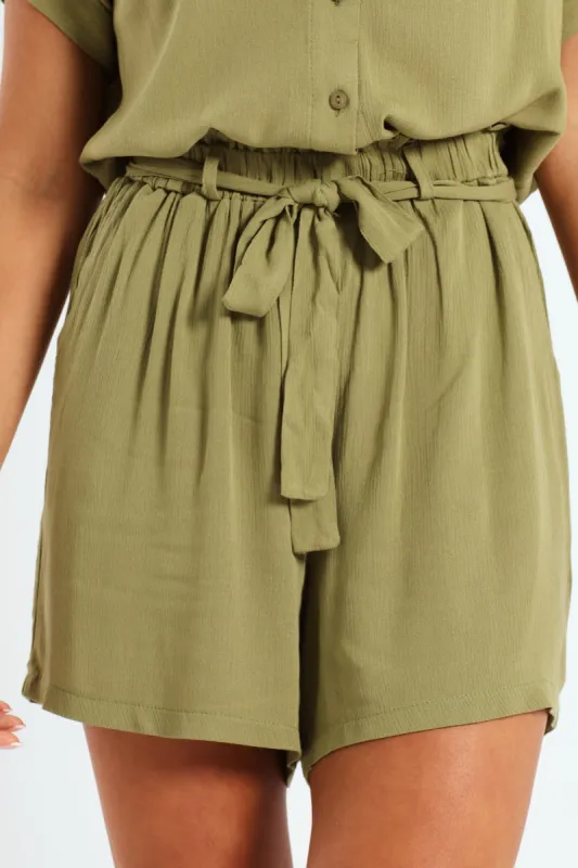 Belted Drapey Mid Thigh Shorts sold by Edgars