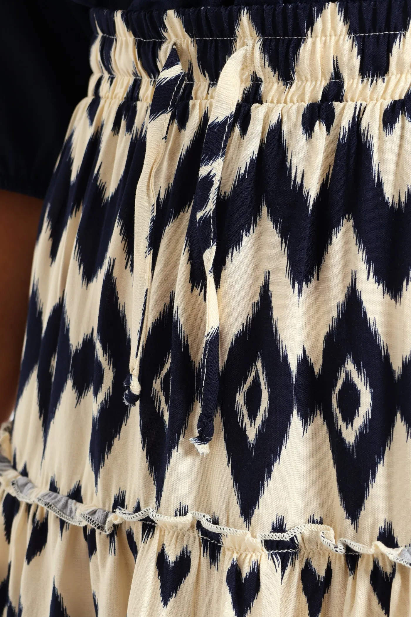 Tiered Midi Aztec Mini Skirt With Drawstring - Navy/White sold by Edgars product image thumbnail 4
