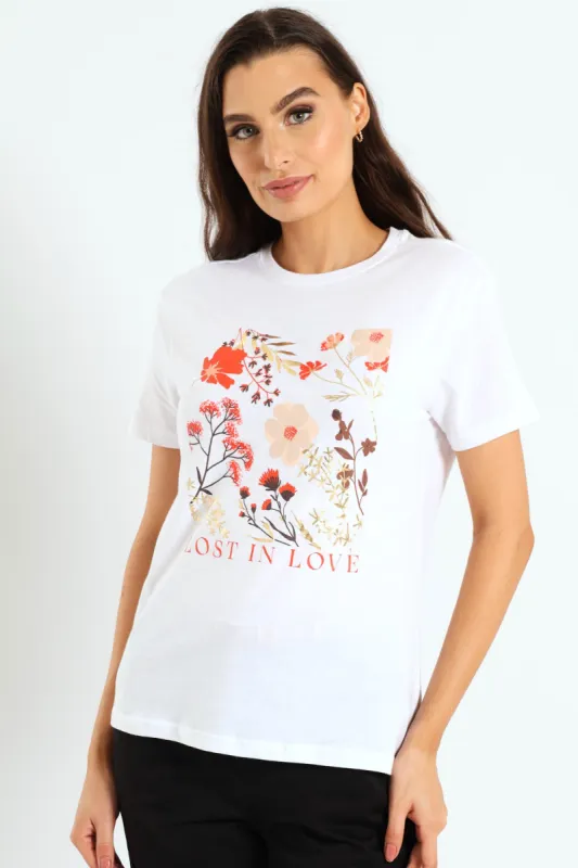 Romantic Floral Tee - White sold by Edgars 