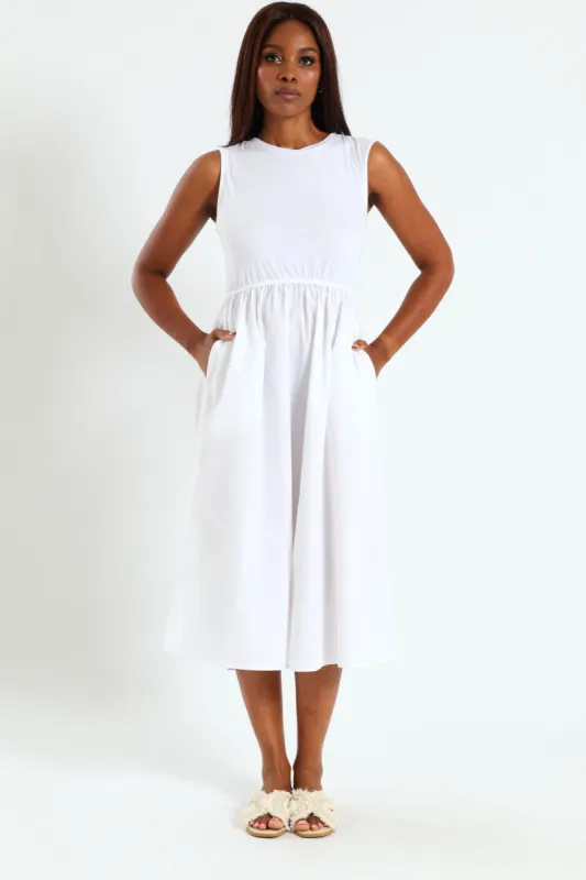 Hineck Fit & Flare Combo Midi Dress - White sold by Edgars