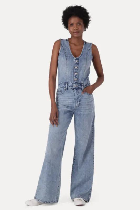 Denim Vest Wide Leg Jumpsuit sold by Edgars
