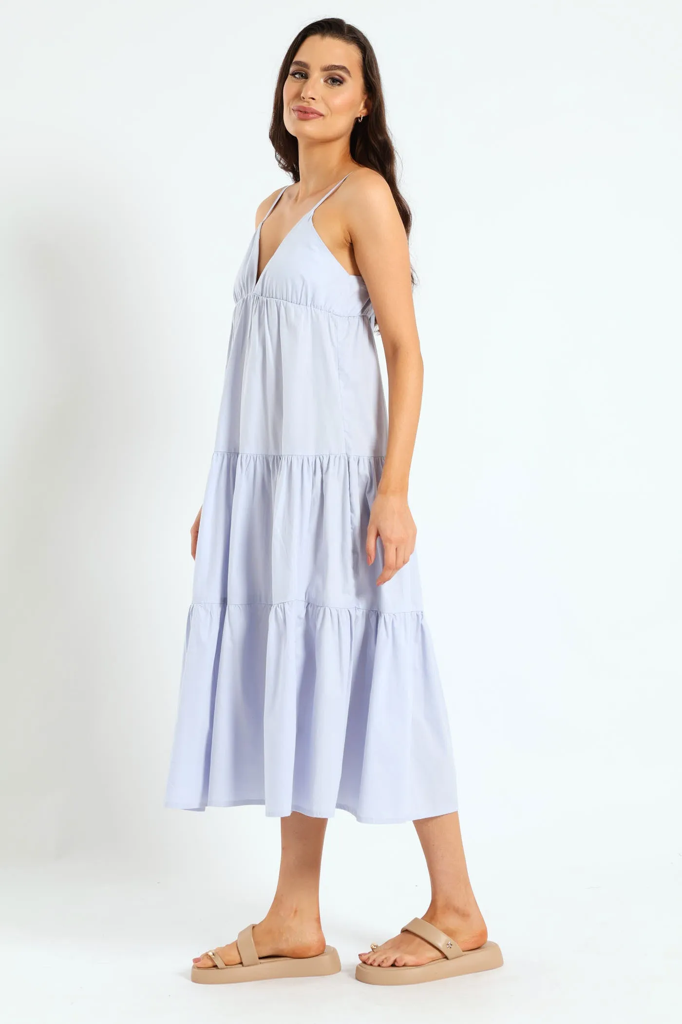 Strappy Tie-Back Tiered Maxi Slip Dress - Light Blue sold by Edgars product image thumbnail 3