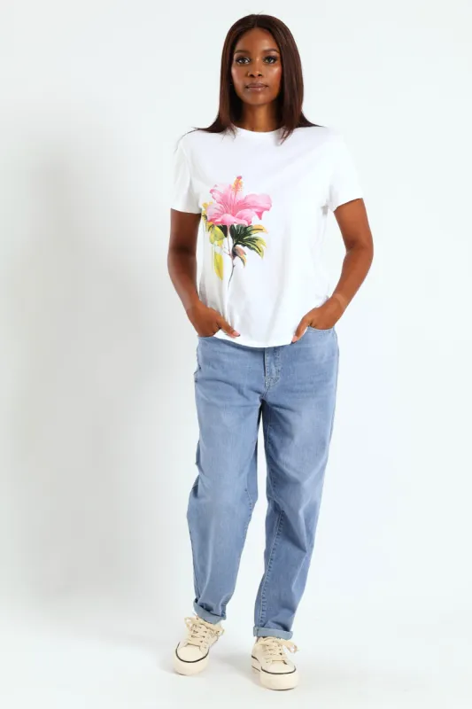 Hibiscus Sequin Tee - White sold by Edgars 