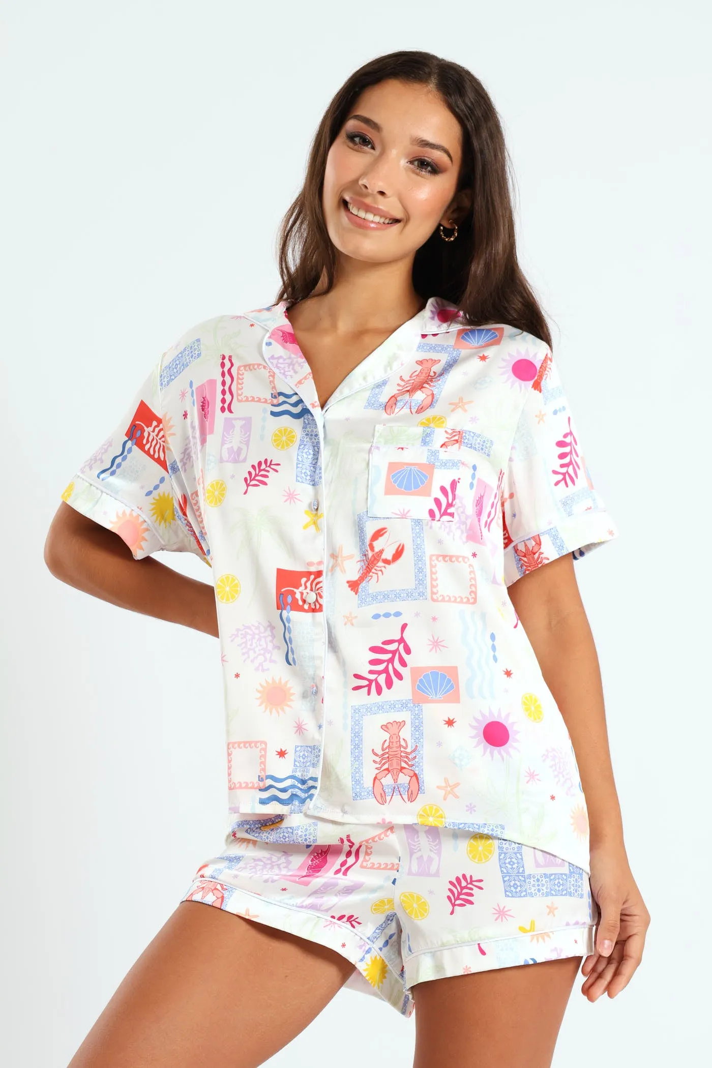 Satin Button Through & Short Set sold by Edgars product image thumbnail 4