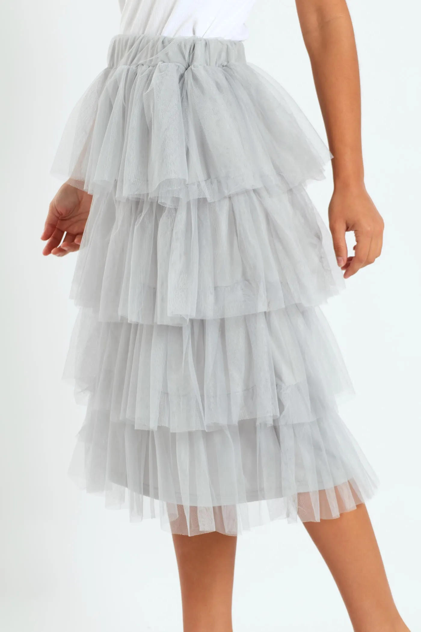 Rara Tiered Midi Skirt - Grey sold by Edgars