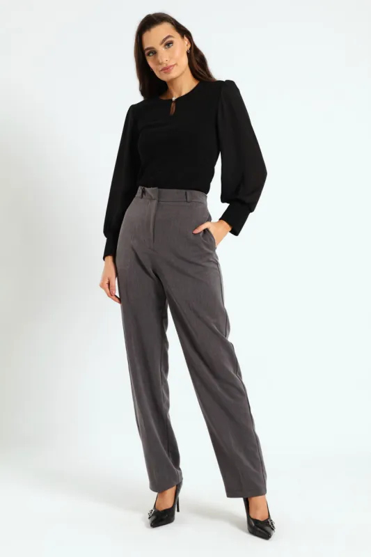 Cigarette Tailored Pants - Grey sold by Edgars 