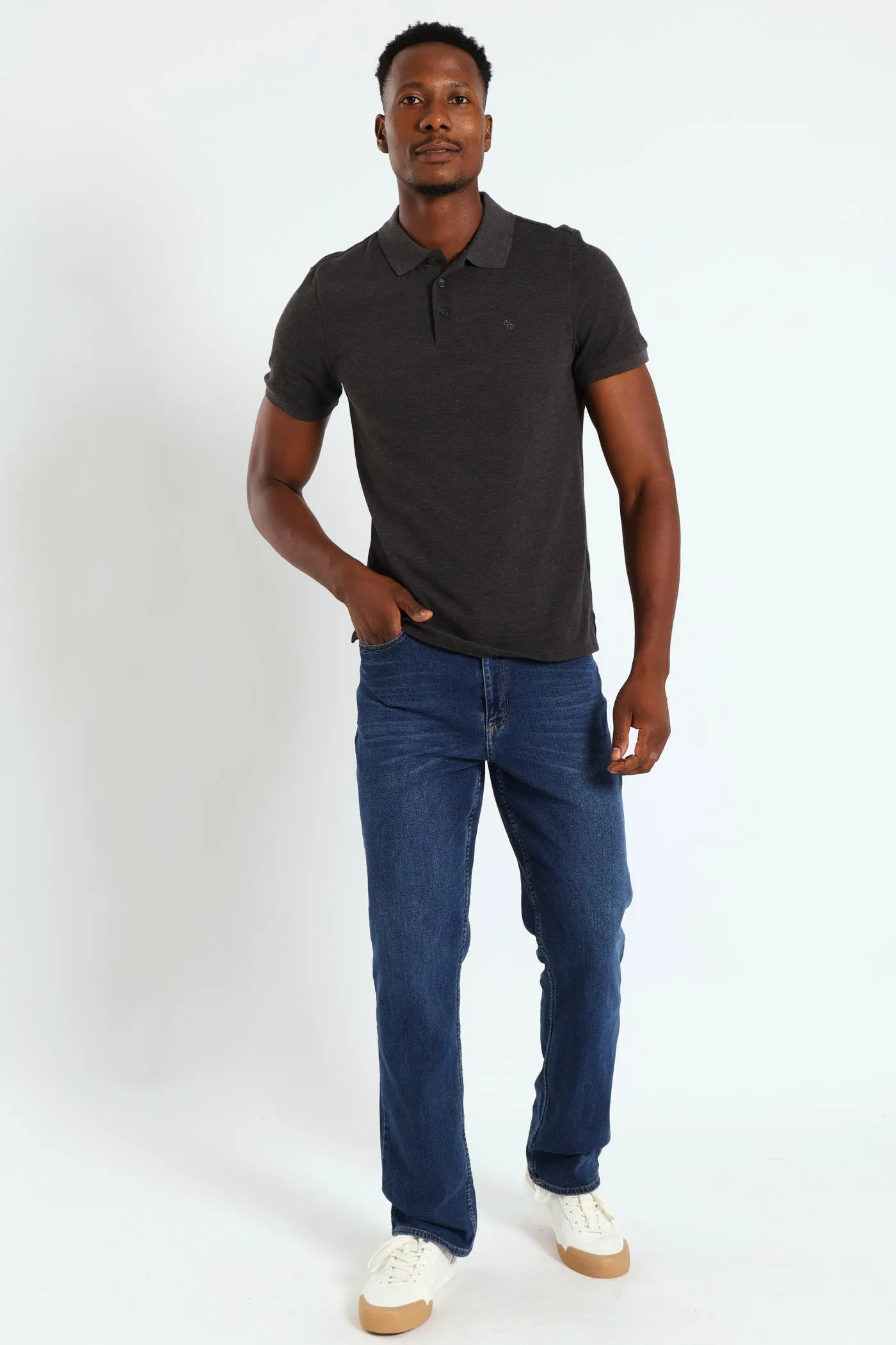 Basic Regular Fit Golfer - Charcoal Melange sold by Edgars