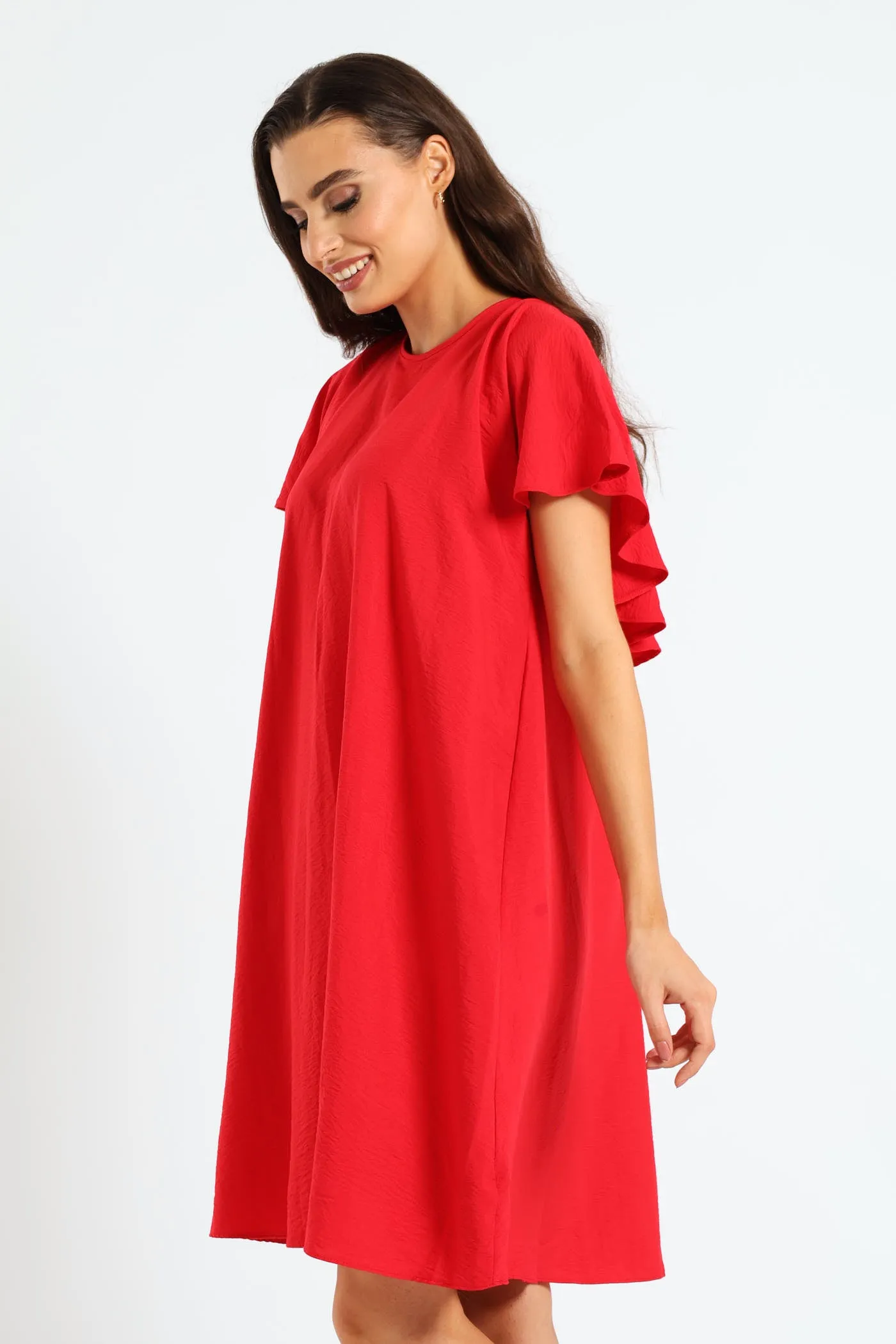 Tie-Back Frill Cape Swing Dress - Mid Red sold by Edgars product image thumbnail 3
