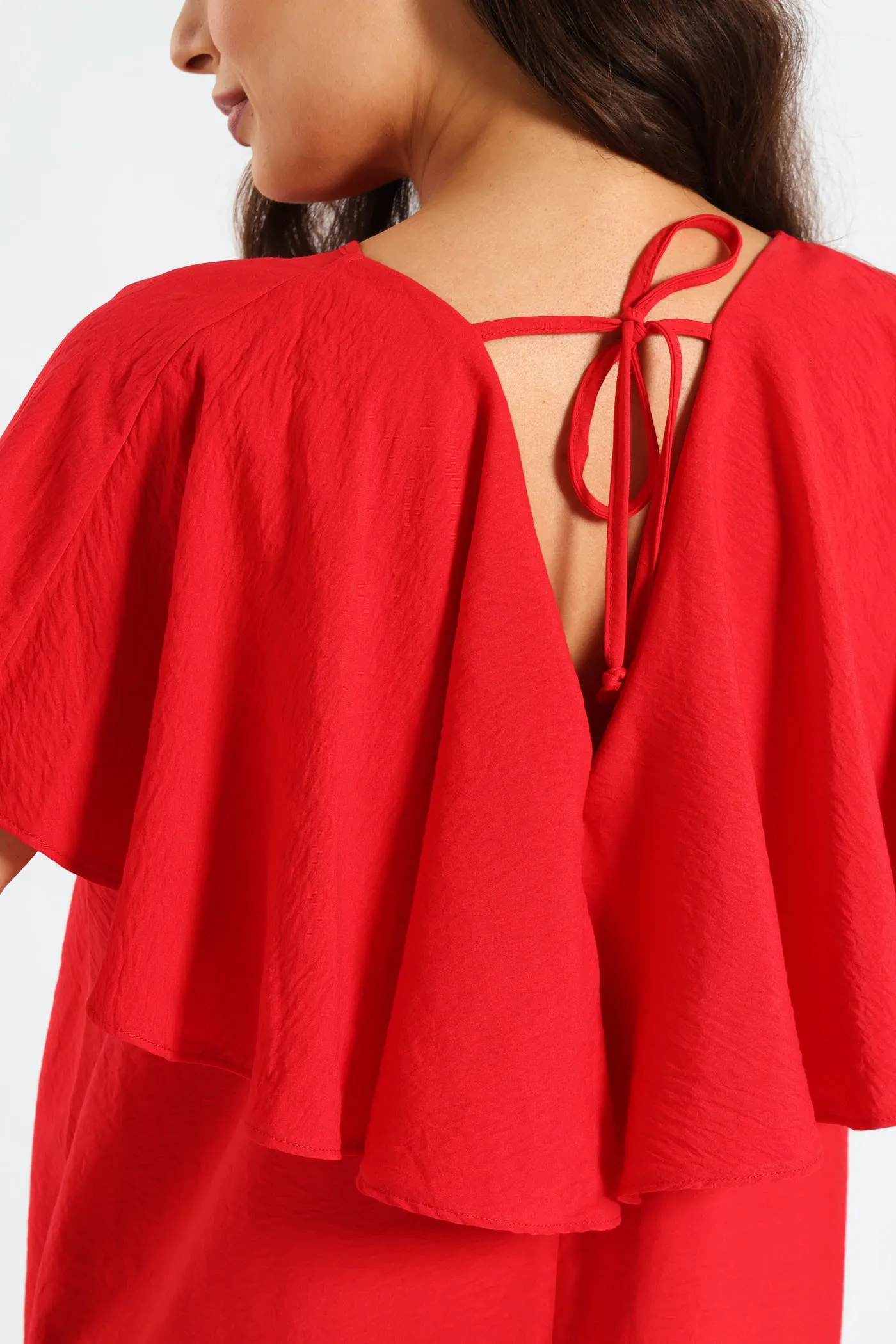 Tie-Back Frill Cape Swing Dress - Mid Red sold by Edgars product image thumbnail 2