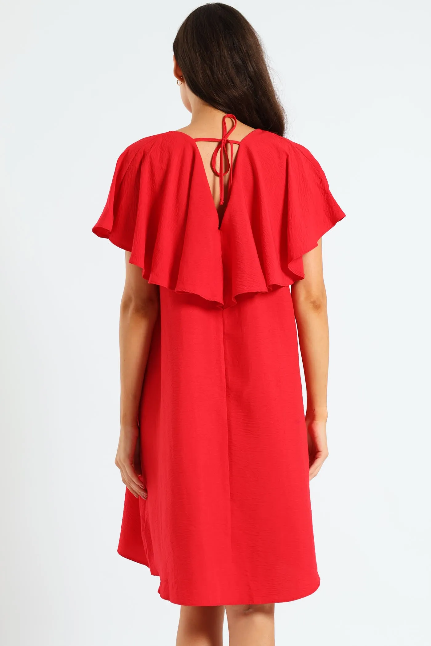 Tie-Back Frill Cape Swing Dress - Mid Red sold by Edgars product image thumbnail 4