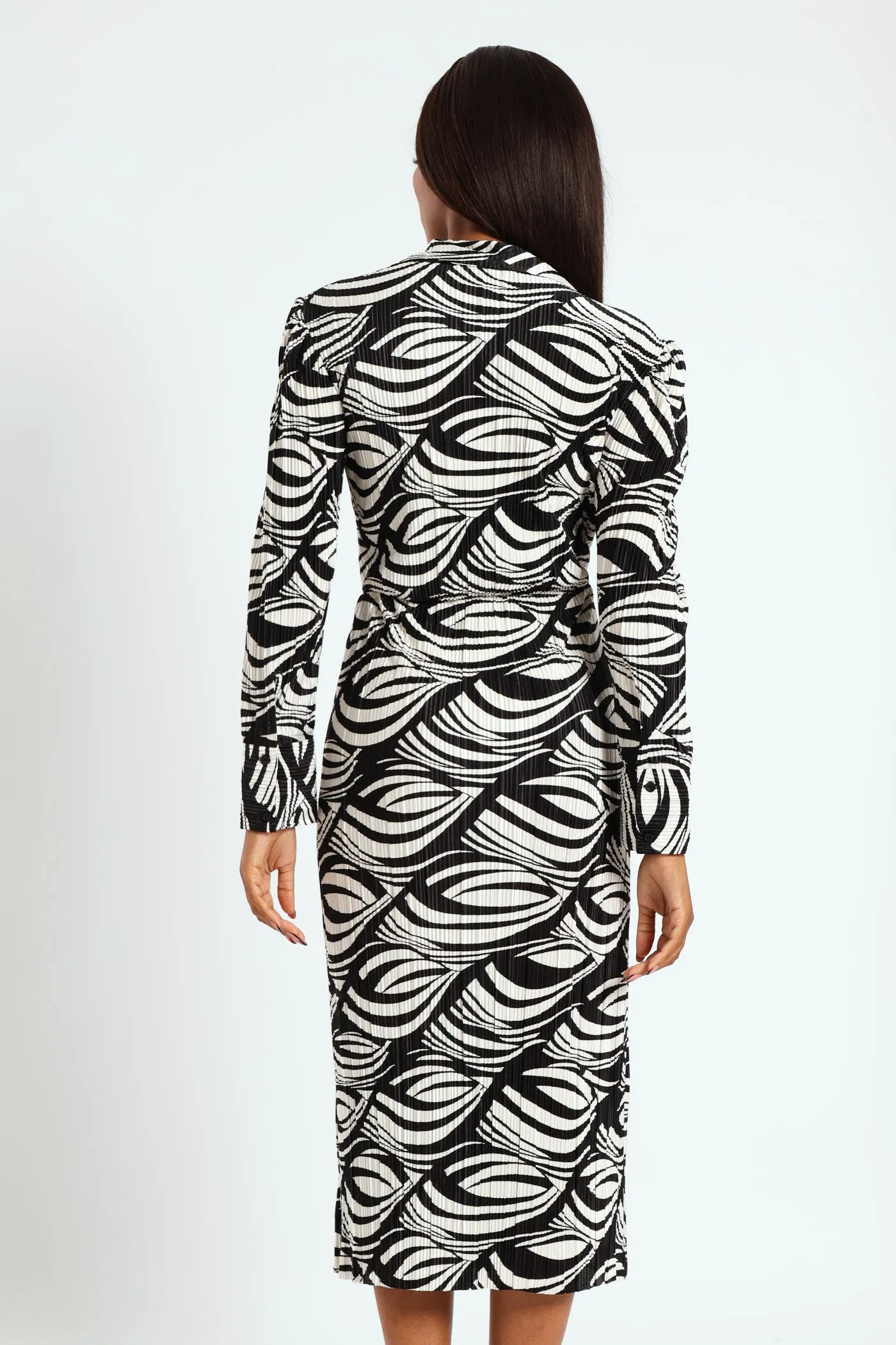 Collared Mock Wrap Plisse Midi Dress - Cream sold by Edgars product image thumbnail 4