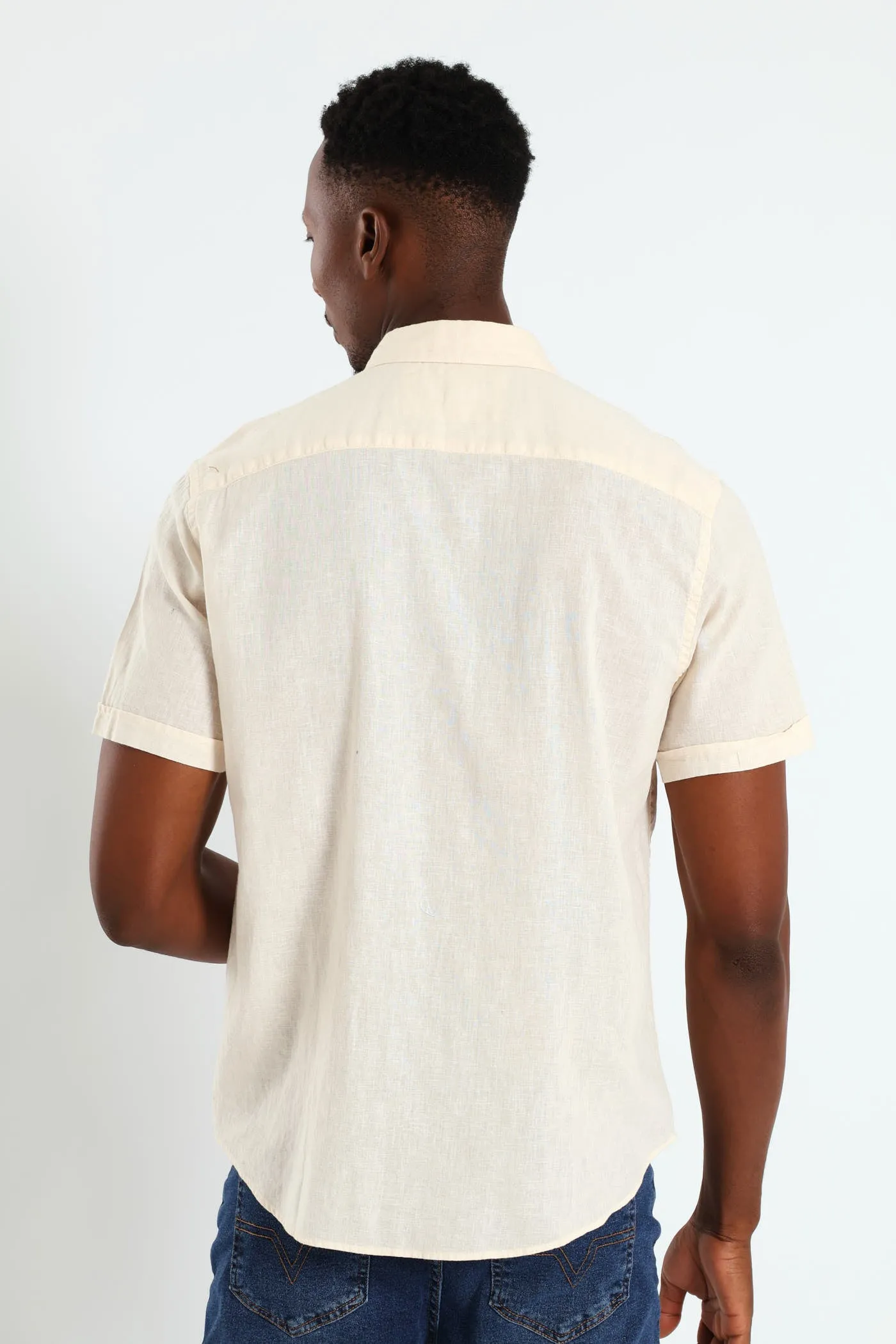 Buttondown Cotton Linen Slub Shirt - Stone sold by Edgars product image thumbnail 3