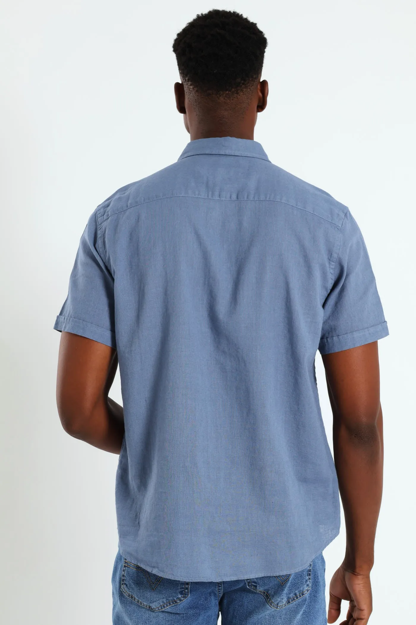 Buttondown Cotton Linen Slub Shirt - Blue sold by Edgars product image thumbnail 2