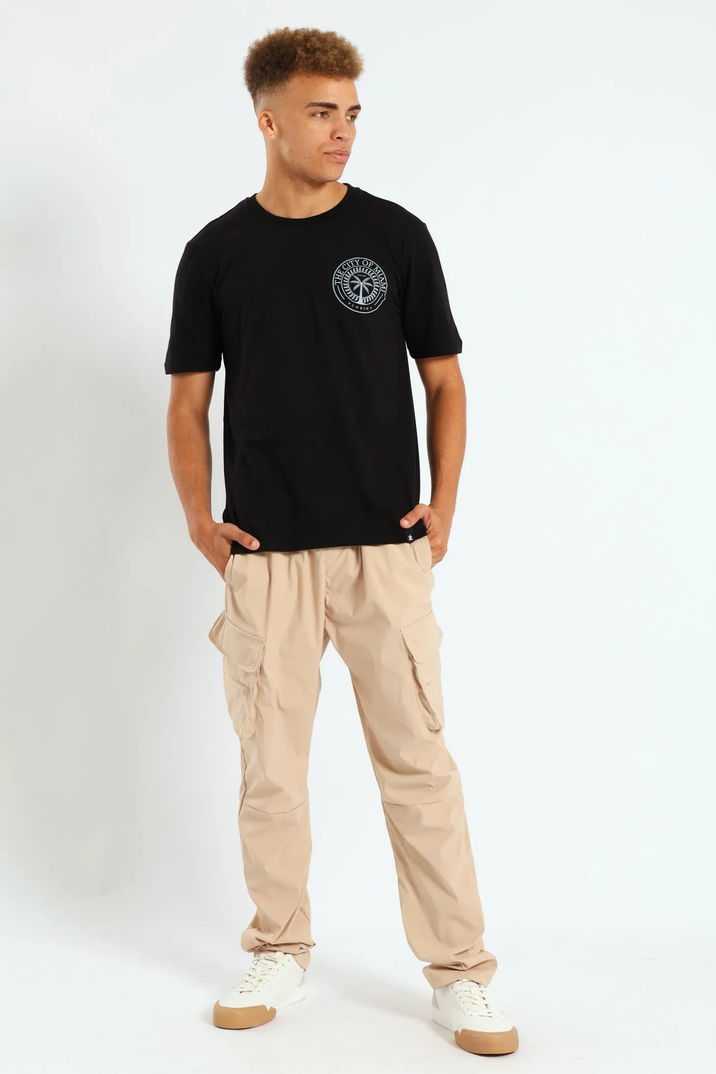 Miami City Front & Back Print Tee - Black sold by Edgars