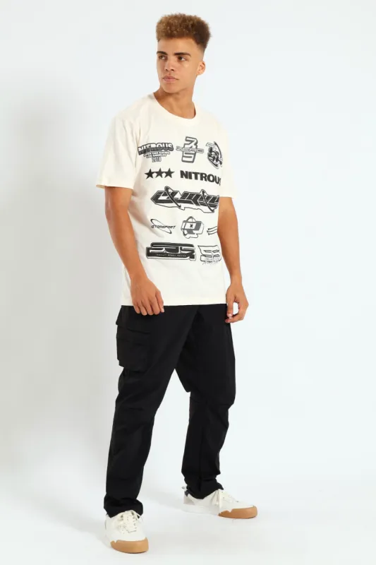 Racer Front & Back Print Tee - Off White sold by Edgars 