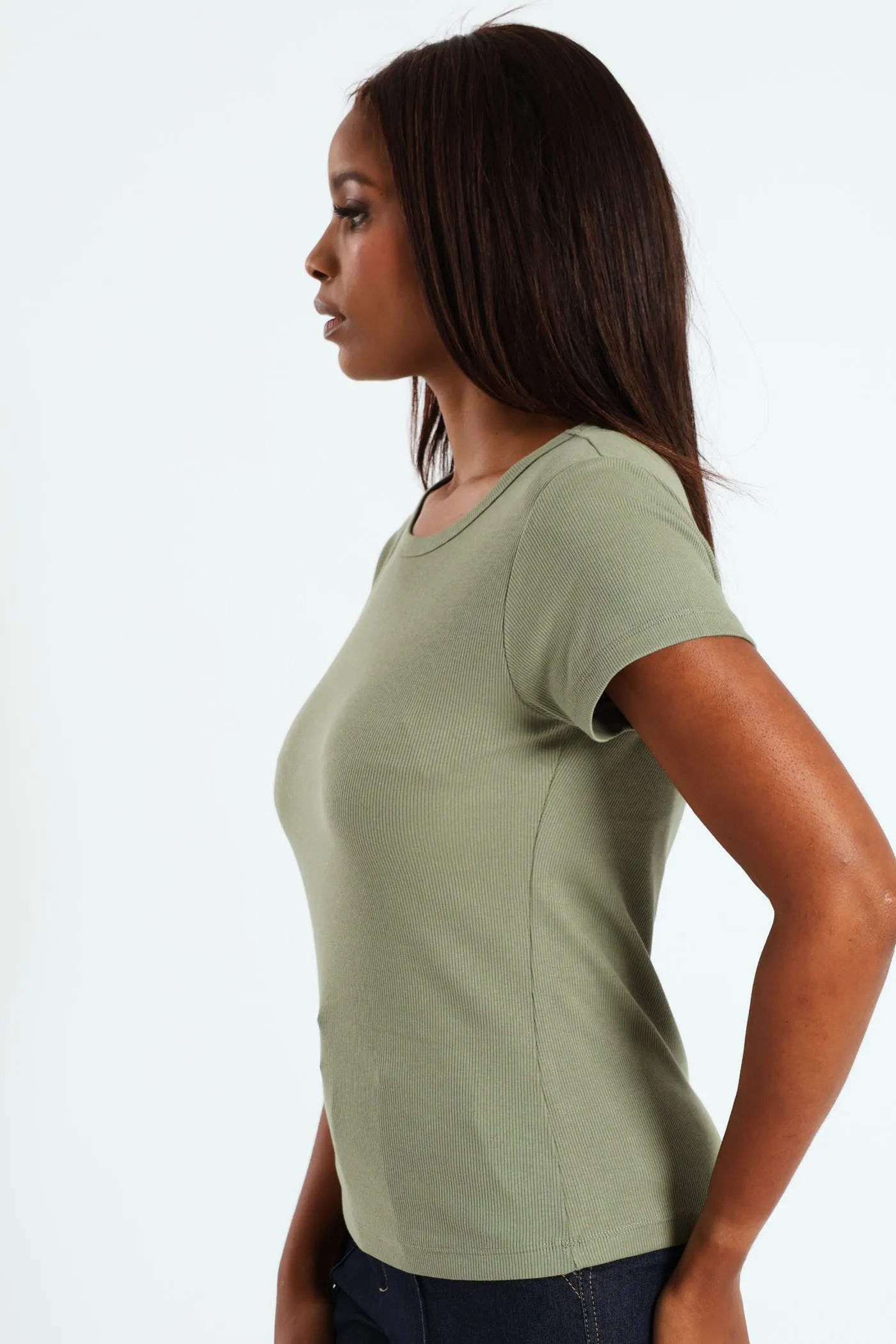Rib Crew Fitted Tee - Eucalyptus Green sold by Edgars product image thumbnail 3