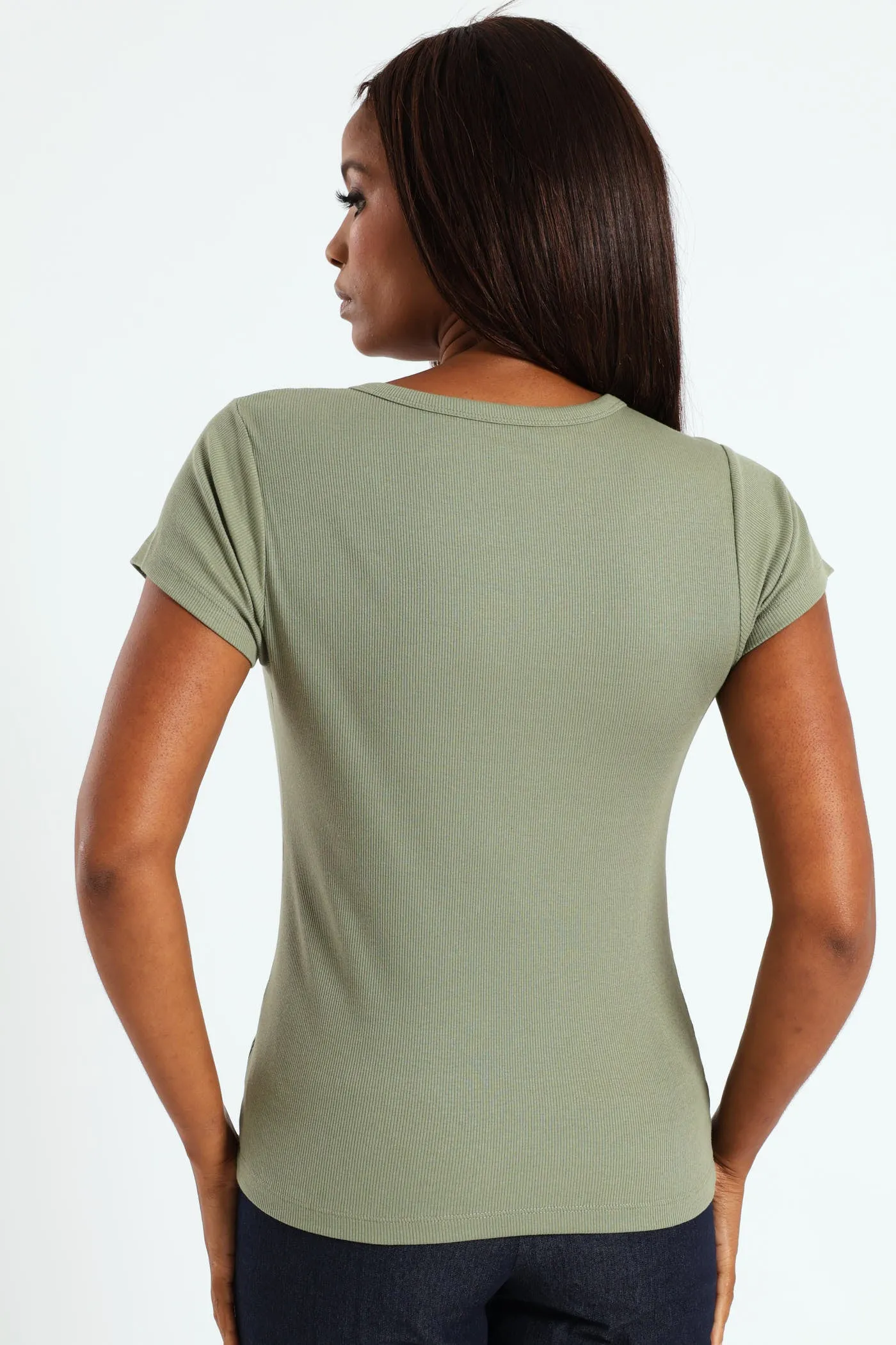 Rib Crew Fitted Tee - Eucalyptus Green sold by Edgars product image thumbnail 2