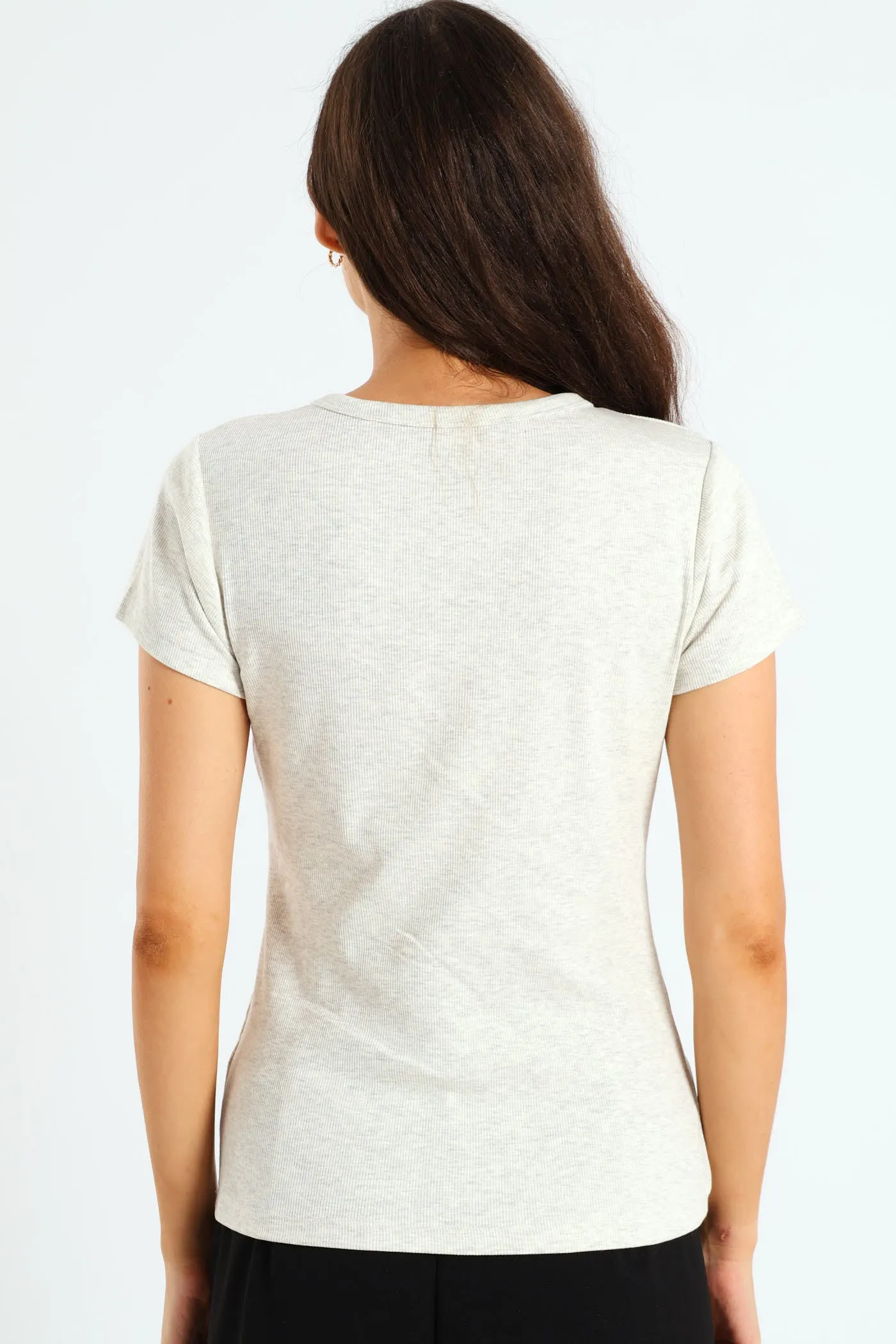 Rib Crew Fitted Tee - Oatmeal Melange sold by Edgars product image thumbnail 2