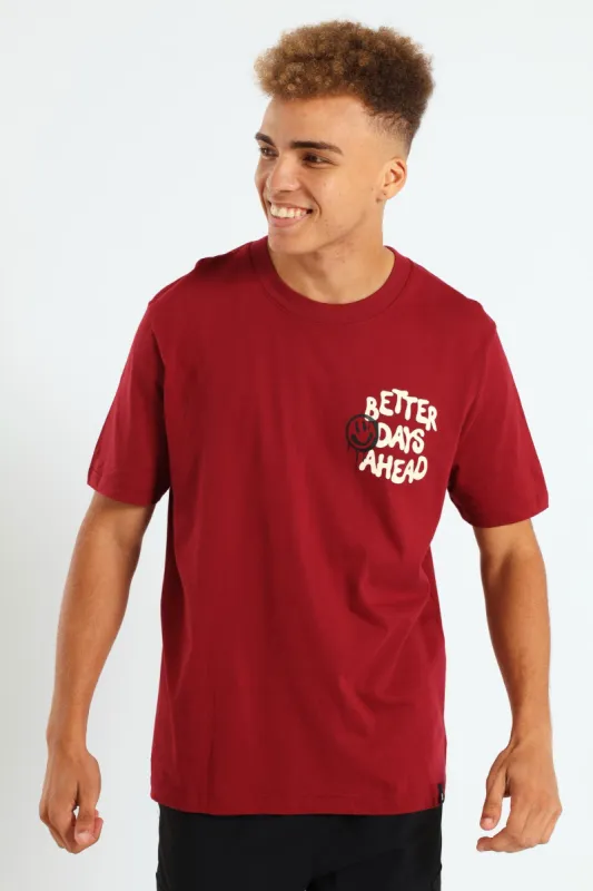Better Days Front & Back Tee - Dark Red sold by Edgars