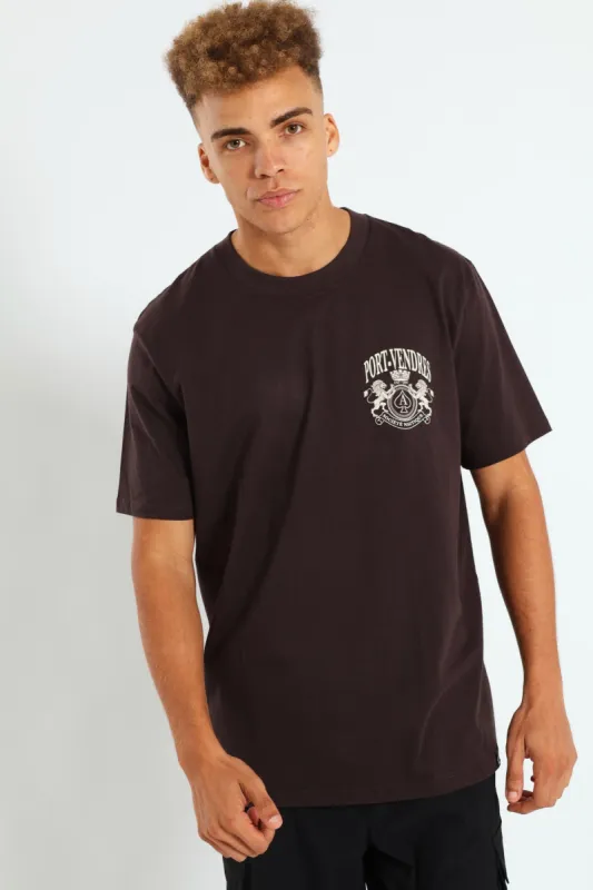 Port Vendres Front & Back Print Tee - Chocolate sold by Edgars 