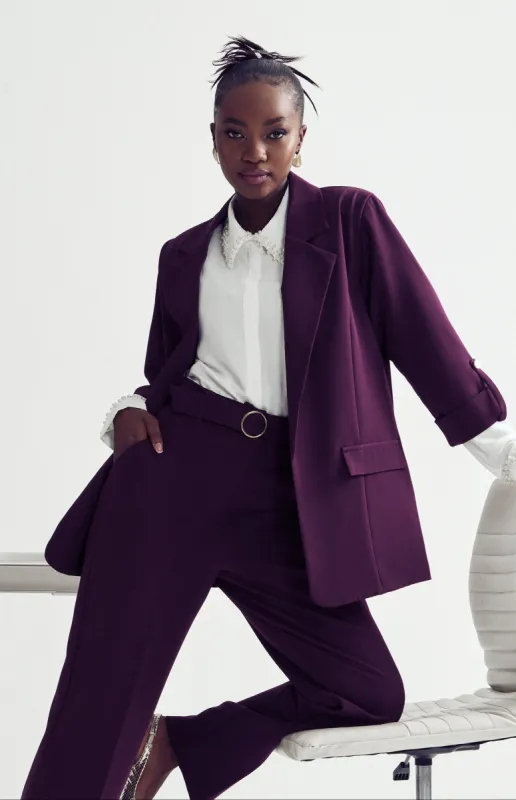 Turn Up Tab Blazer - Plum sold by Edgars