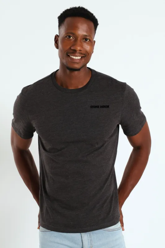 Gear Front & Back Print Tee - Charcoal Melange sold by Edgars