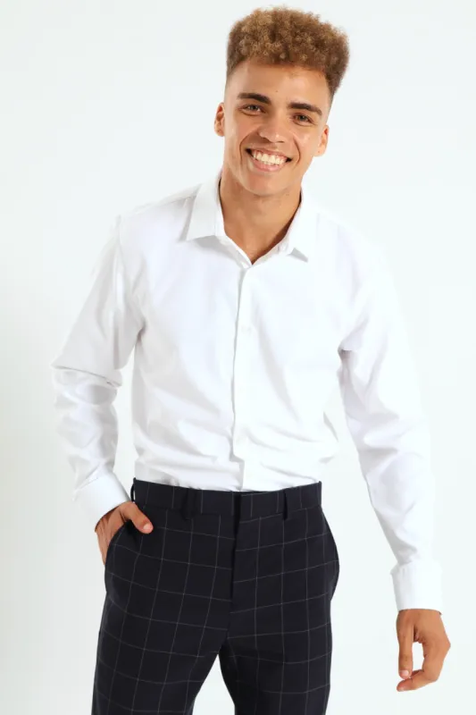 Textured Long Sleeve Shirt - White sold by Edgars