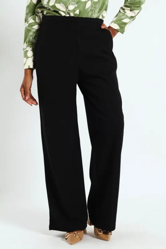 Narrow Waistband Wideleg Pant - Black sold by Edgars