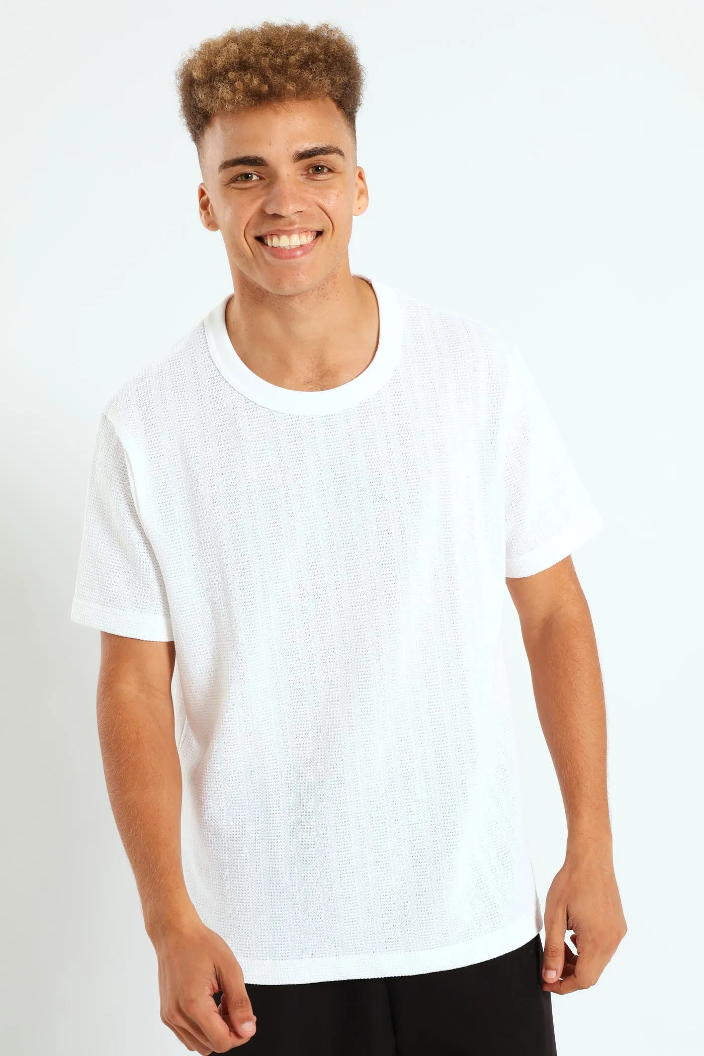 Fine Crochet Look Tee - White sold by Edgars