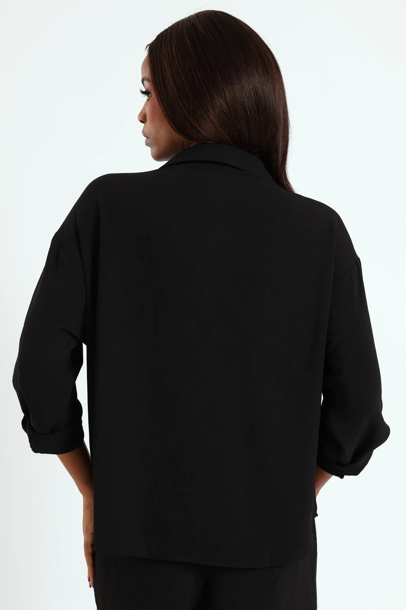 Tab & Button Detail Long Sleeve Relaxed Shirt - Black sold by Edgars product image thumbnail 3