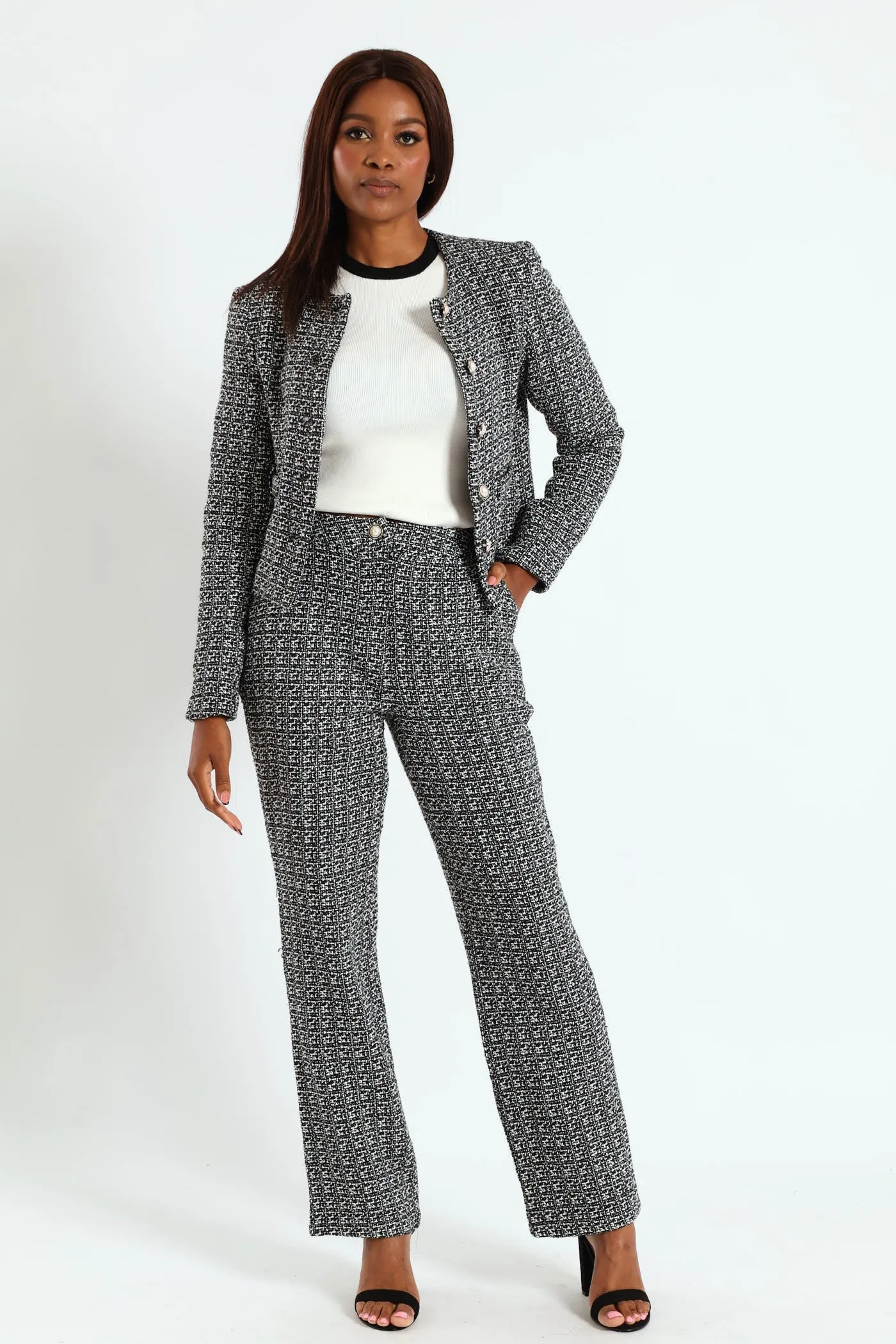 Tweed Straight Leg Pant - Cream/Black sold by Edgars product image thumbnail 4