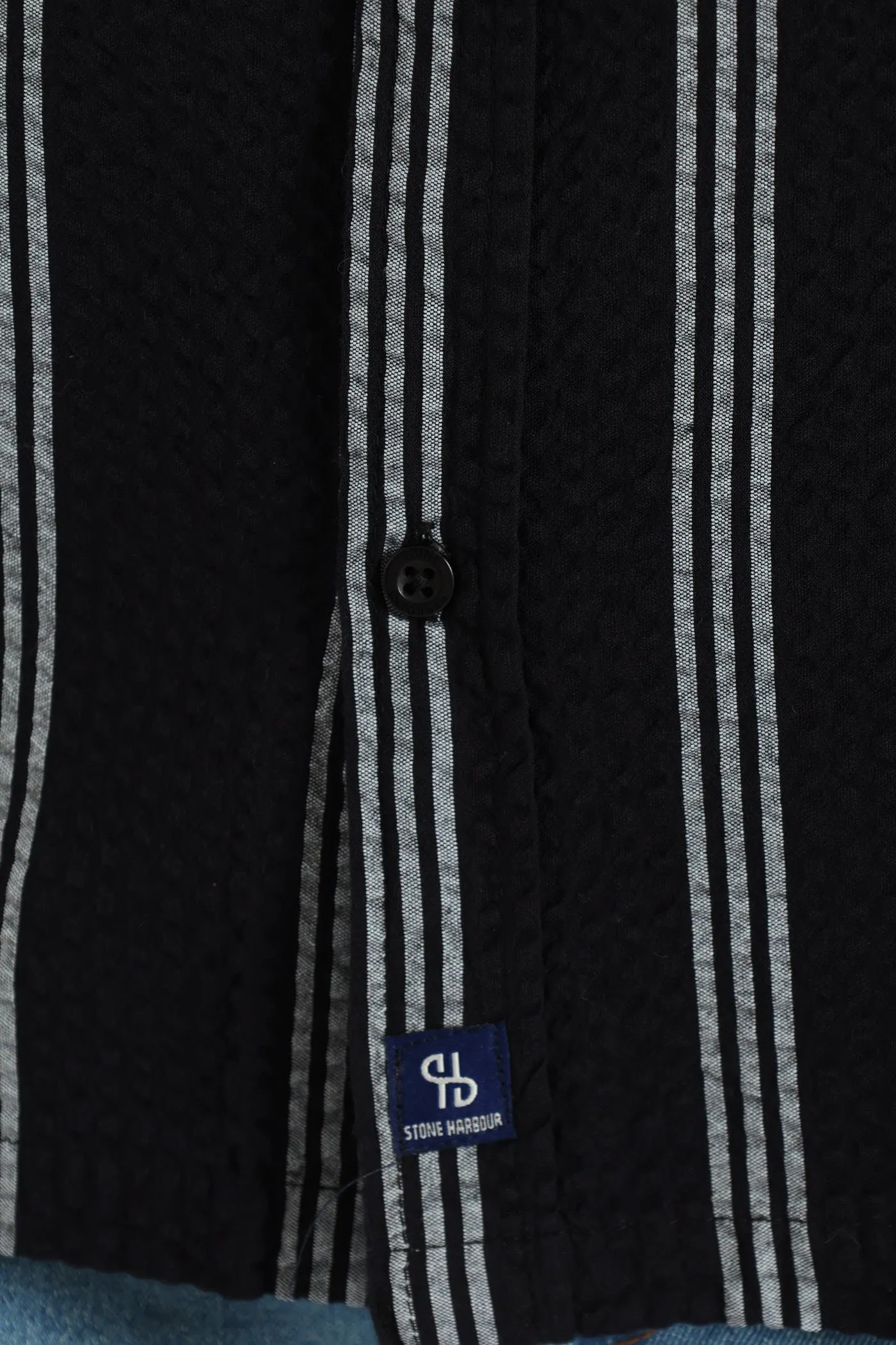 Seersucke Regular Collar Stripe Shirt - Black/White sold by Edgars product image thumbnail 4