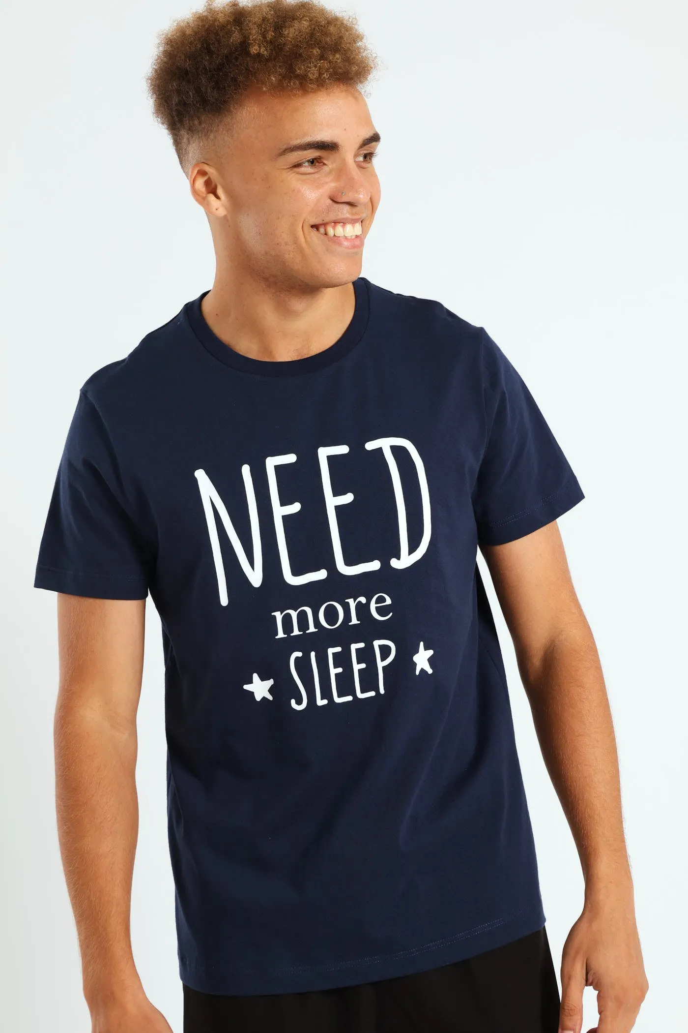 Need More Sleep Print Tee - Navy sold by Edgars