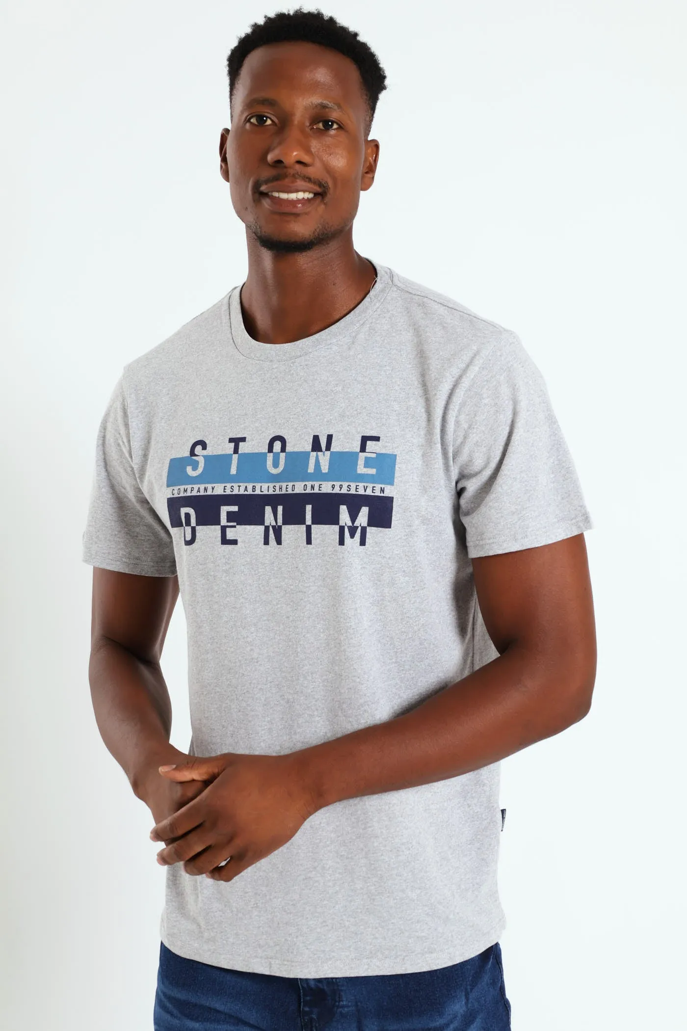 Stone Denim Est.Tee - Grey Melange sold by Edgars