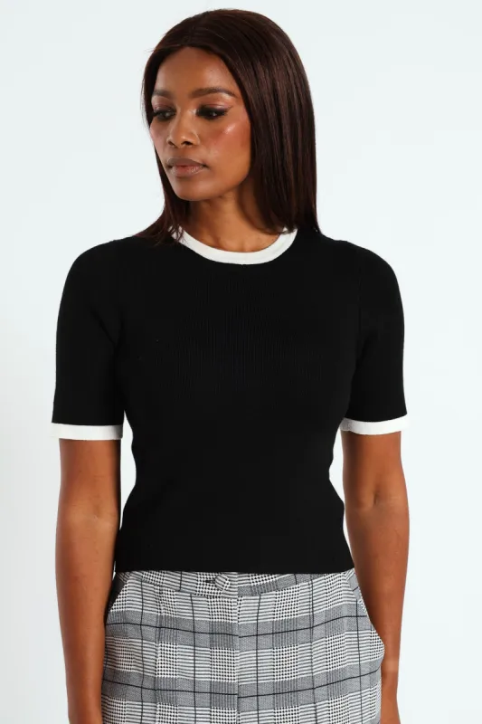 Tipped Pullover Top - Black sold by Edgars 