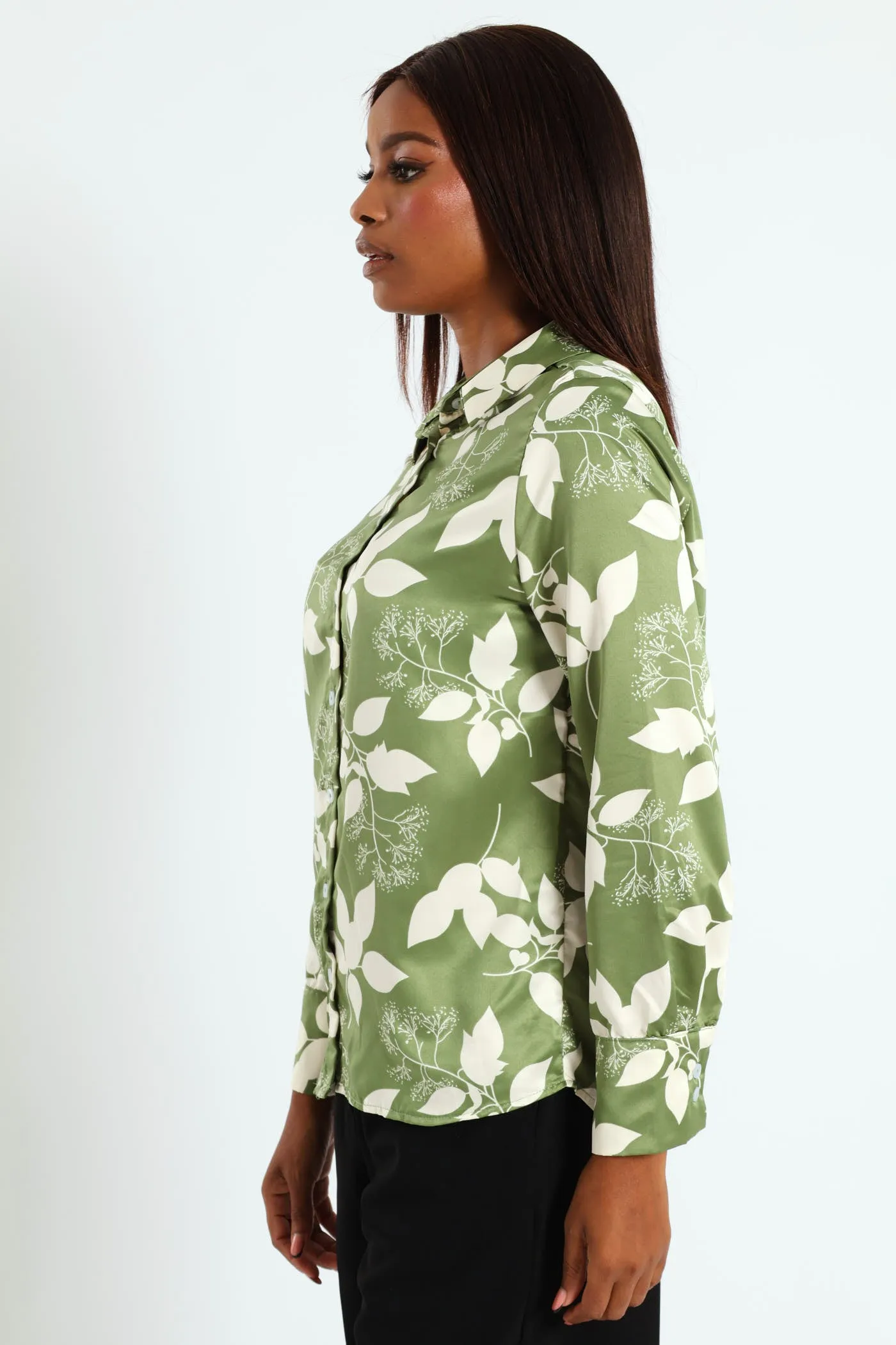 Floral Satin Shirt - Green sold by Edgars product image thumbnail 3